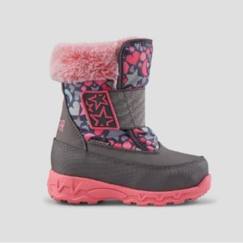 Size 9 Toddler Cougar Kids' Star Patterned Pink and Gray Boots